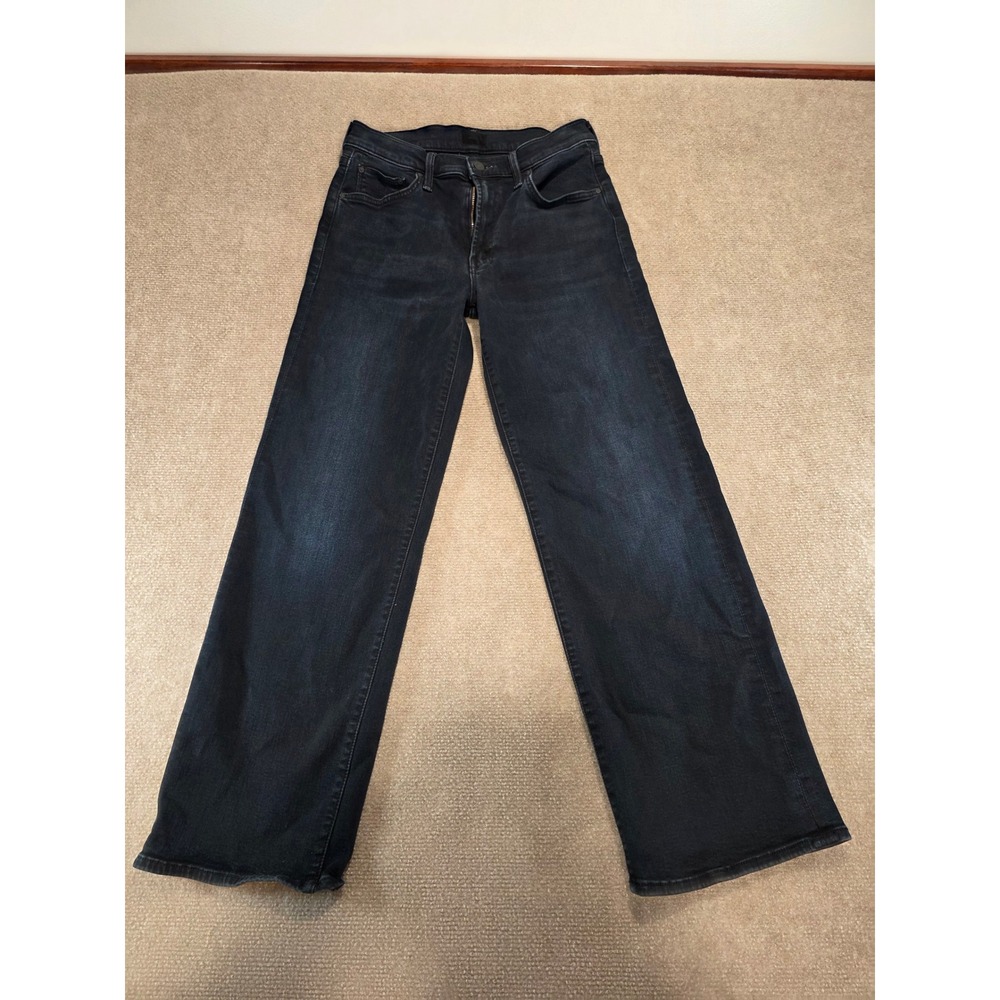 Mother Women Dark Wash Wide Leg High Rise Denim Jeans Blue 29